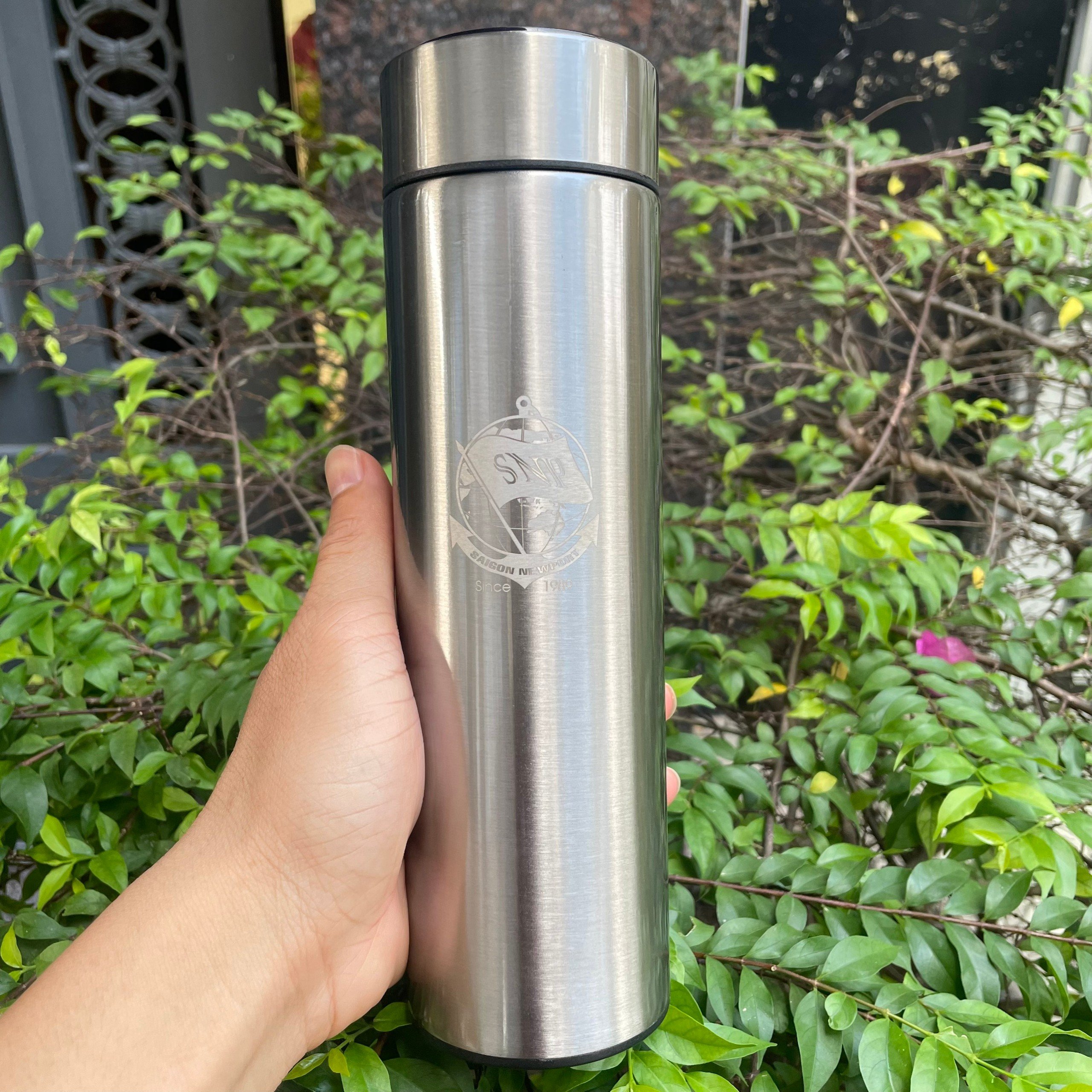 Bình giữ nhiệt inox 304 có nắp LED khắc logo