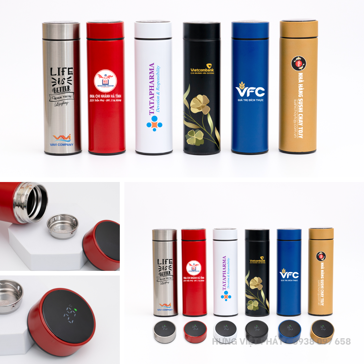 Nắp LED bình giữ nhiệt hiển thị nhiệt độ.