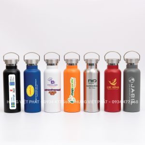 Bình giữ nhiệt inox in logo quai xách kim loại BGN 007