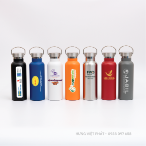 Bình giữ nhiệt inox in logo quai xách kim loại BGN 007
