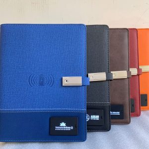 Sổ da quà tặng SĐN 001 nhiều màu tích hợp sạc