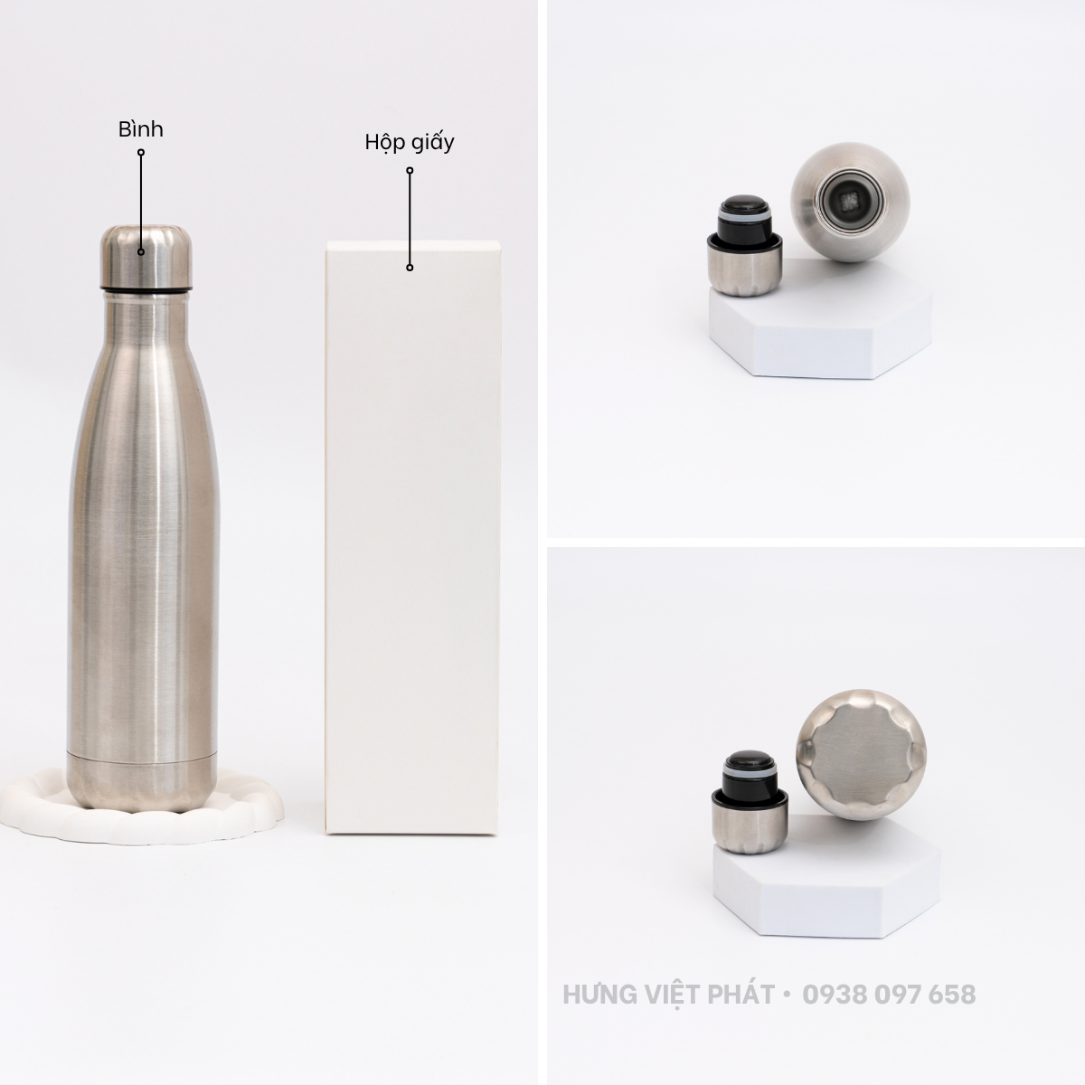 Bình giữ nhiệt inox khắc logo theo yêu cầu kèm hộp giấy