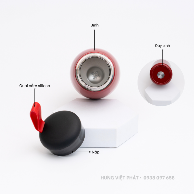 Bình giữ nhiệt inox in logo dáng bầu