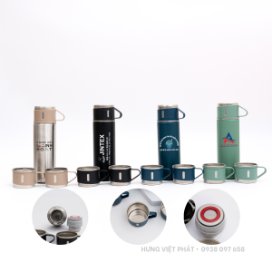Bình giữ nhiệt inox in logo kèm cốc BGN 004