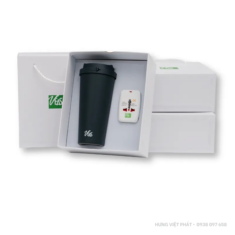 giftset-GSV021 GSV 021 - Giftset bình giữ nhiệt và adapter du lịch