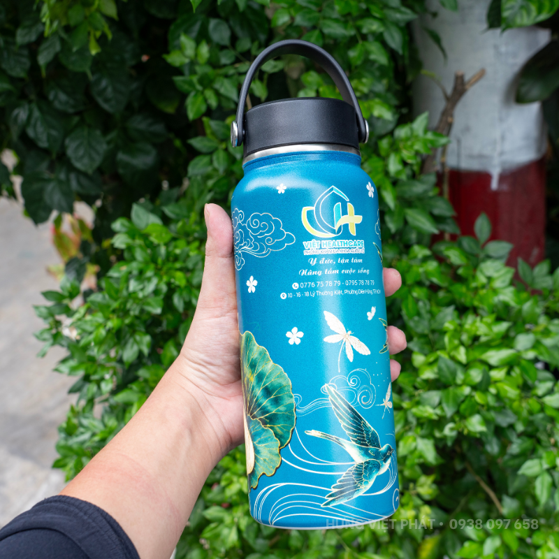 Bình giữ nhiệt in logo có quai cầm