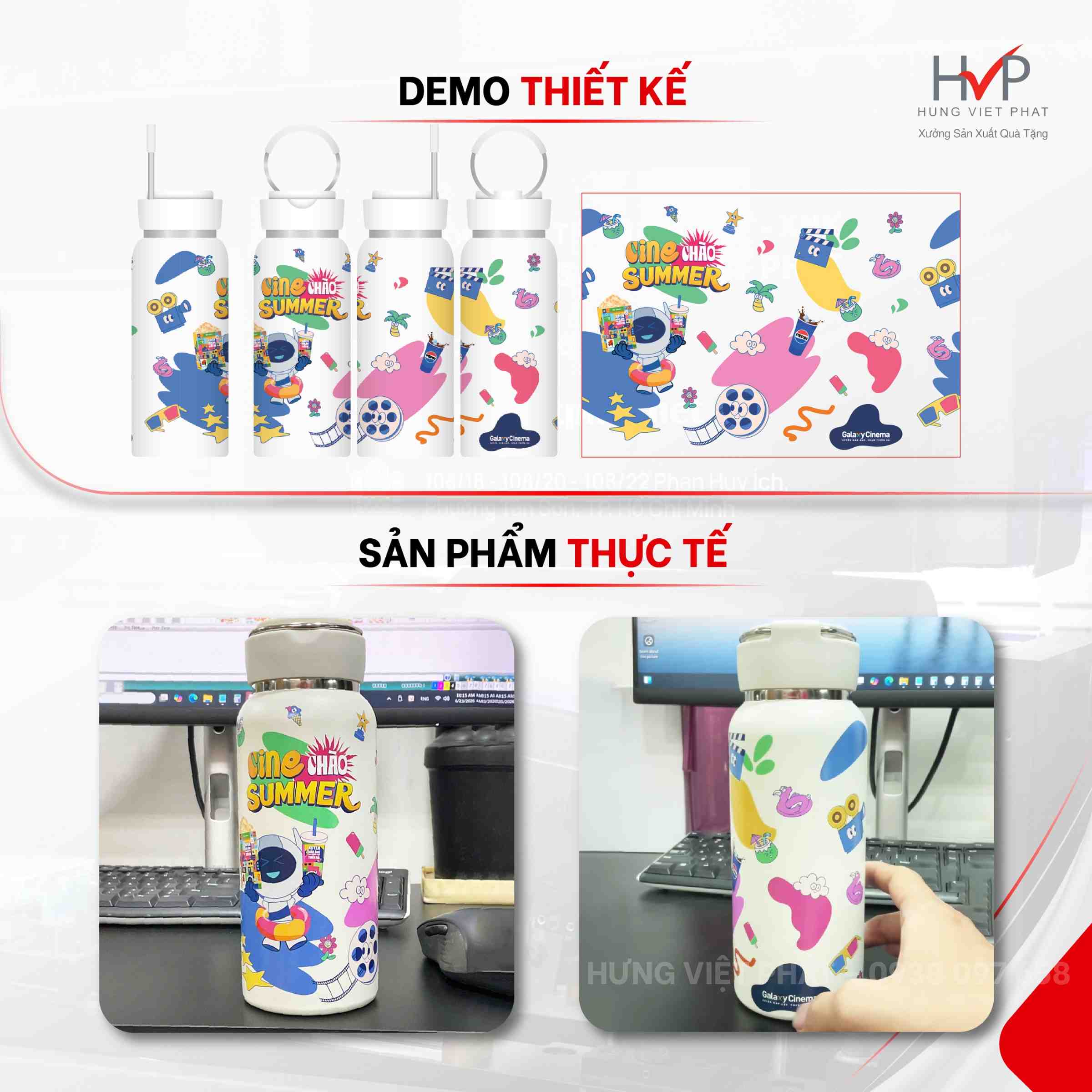Mẫu thiết kế và hình ảnh bình giữ nhiệt in logo thực tế