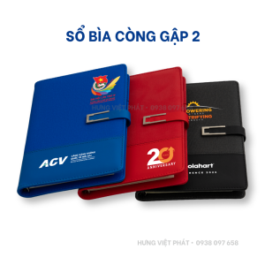 Bộ sưu tập sổ da bìa còng gập 2 nhiều màu