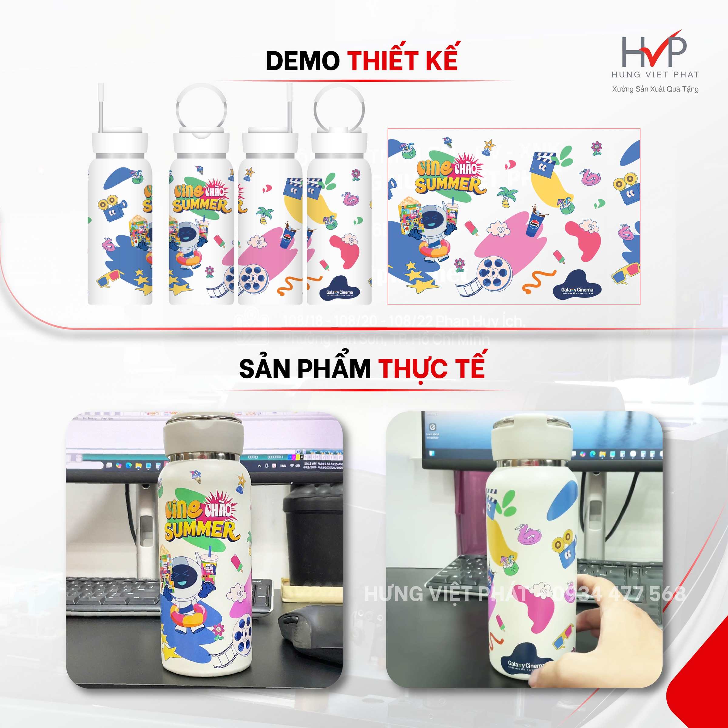 Mẫu thiết kế và hình ảnh bình giữ nhiệt in logo thực tế